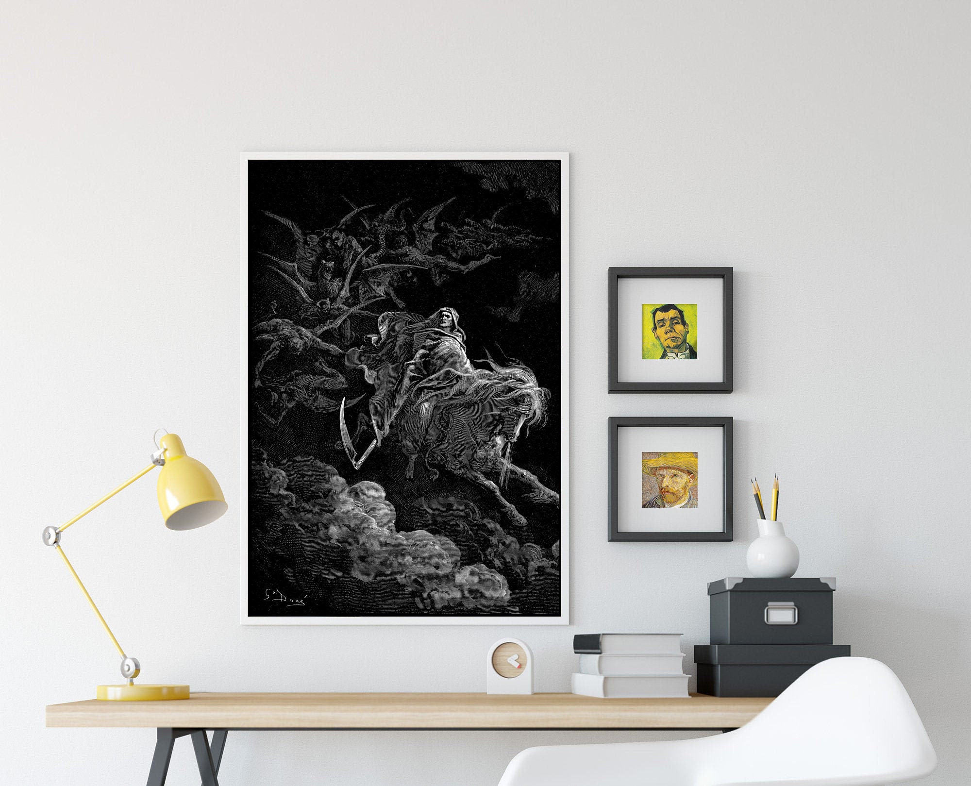 ギュスターヴ・ドレ - 蒼ざめた馬の上の死（1865年） - 古典的な絵画、写真、ポスター、プリント、アート、ギフト、ホーム -  キリスト教、聖書、キリスト教、カトリック - Etsy 日本, image size:2000x1619