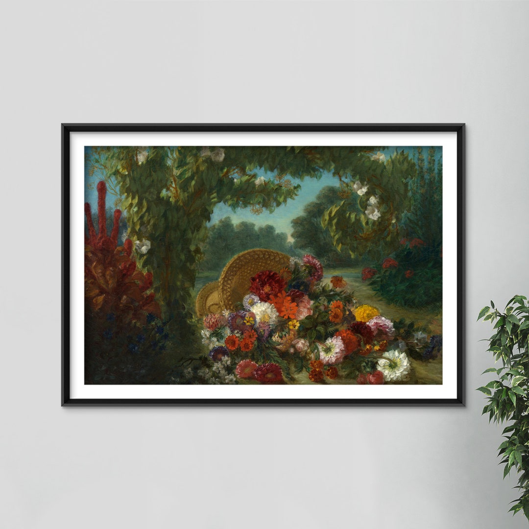 Eugene Delacroix Basket of Flowers 1849 Classic Painting Photo Poster