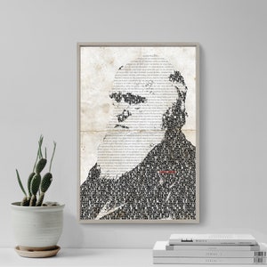 CHARLES DARWIN Beautiful Typographic Poster- Evolution Print, Biology Art, Origin of the Species Wall Decor, Science Gift Book Extract Quote