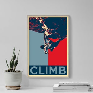 Rock Climbing Original Art Print - Bouldering Poster, Mountaineering Giclee Home Wall Décor, Lead Climbing Portrait, Top Roping Photo Climb