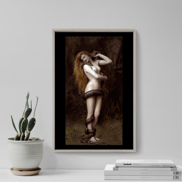 John Collier - Lilith (1889) - Classic Painting Photo Poster Print Art Gift Wall Home Decor - Demonic Figure Judaic Mythology She-Demon