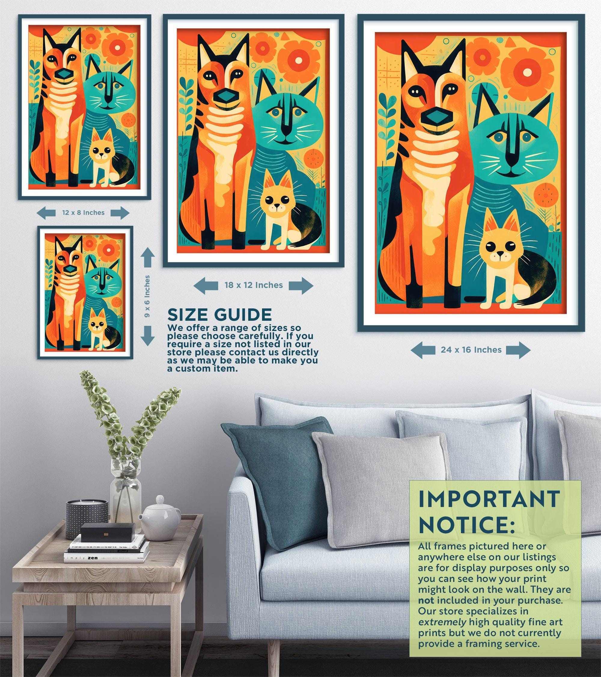 Abstract Dog and Cat Illustration - Art Print Poster Painting - Museum ...