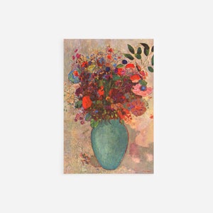 ルドン【トルコ石色の花瓶の花】 - 手描き 絵画（油絵複製画