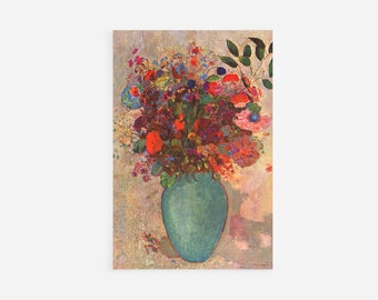 オディロン・ルドンの「ターコイズ色の花瓶の花」ファインアート