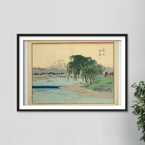 Hiroshige II - Hiroshige Picture Album 13 - River View of Mount Fiji (1862) - Classic Painting Photo Poster Print Art Gift Japan