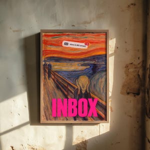 Inbox Funny Art Print - The Scream by Munch Parody Poster - Altered Classic Painting - Office Humour Gift