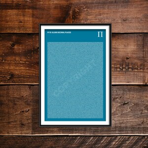 Pi to 10,000 digits (Blue) - Original Art Print Photo Poster Gift Photo Wall Home Decor - Maths Mathematics Symbol Pun π Pie Infinity 3.1415
