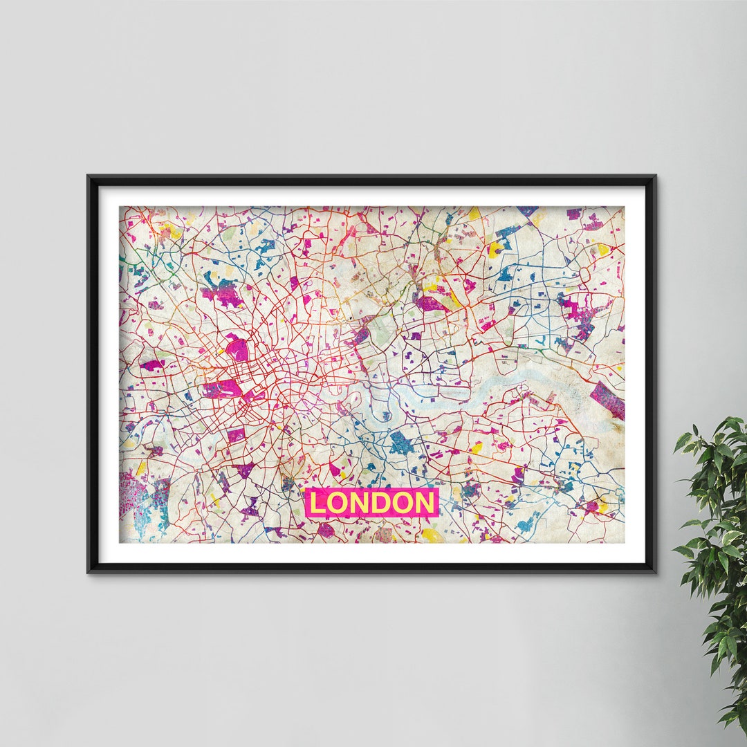London Map - Original Art Print - City Street Map of London, England ...