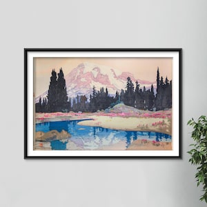 Hiroshi Yoshida - Mount Rainer (1925) Version #2 - Painting Photo Poster Print Art Japanese Japan Ukiyo-e Giclée Museum - Tahoma or Tacoma