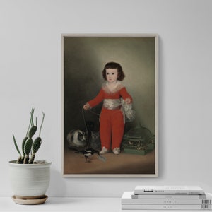 Francisco Goya - Manuel Osorio Manrique de Zuniga (1788) - Classic Painting Photo Poster Print Art Gift Wall Decor - Bird on String Cats