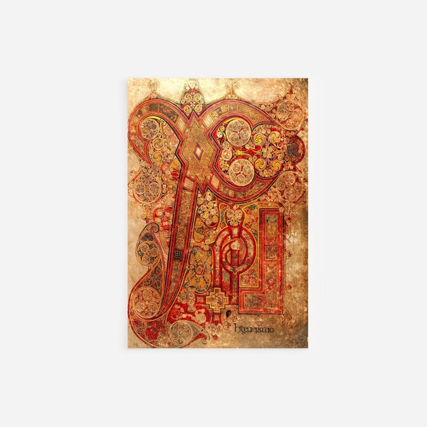 Book of Kells - Chi Rho - Art Print Poster Painting - Museum Quality Giclee Home Wall Décor