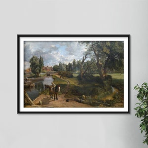 John Constable - Flatford Mill Scene on a Navigable River (1802) - Reproduction of a Classic Painting - Photo Poster Print Art Gift