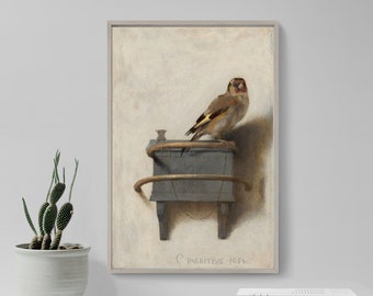 Carel Fabritius - The Goldfinch (1654) - Classic Painting Photo Poster Print Art Gift Animal Bird