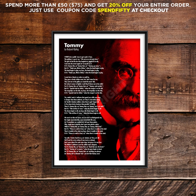 Rudyard Kipling Poem Tommy Poster Original Art Print Photo Etsy UK