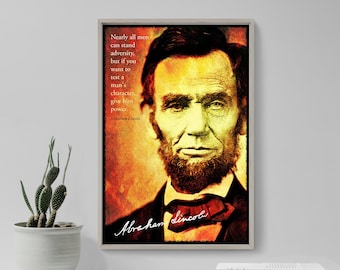 Abraham Lincoln Original Art Print With Quote - Photo Poster Gift Wall Decor Adversity Motivation President USA