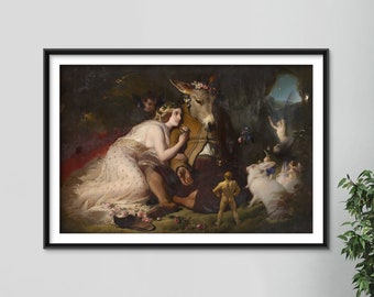 Edwin Henry Landseer - Scene from a Midsummer Night's Dream / Titania and Bottom (1851) - Painting Photo Poster Print Art Gift Home