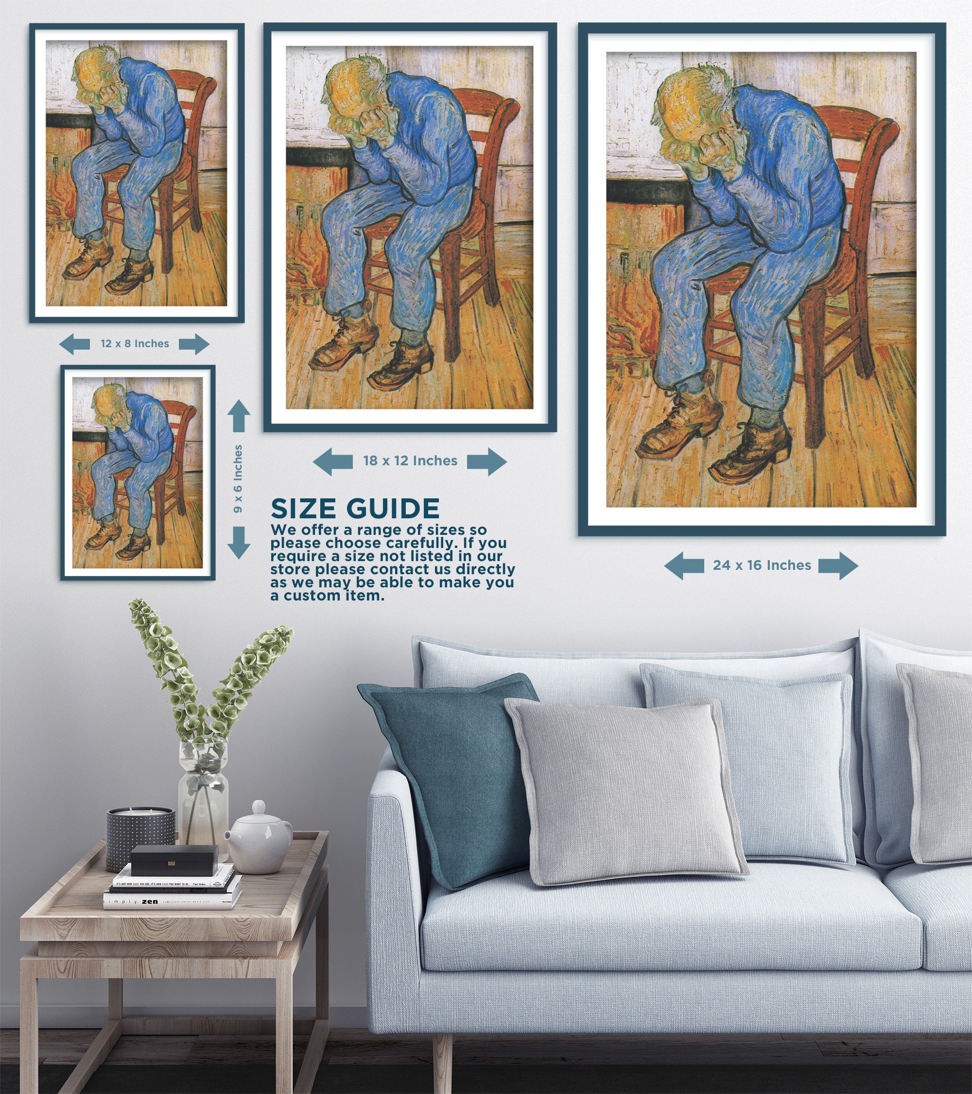 Vincent Van Gogh at Eternity's Gate / Sorrowing Old Man 1890 Art Print  Painting Poster Gift Photo Quote Wall Home Decor Depression 
