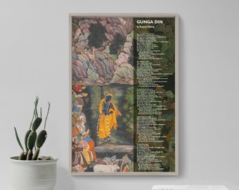 Rudyard Kipling Poem - Gunga Din - Krishna Edition - Poster Original Art Print Photo Gift Wall Art Poetry British India Colonialist