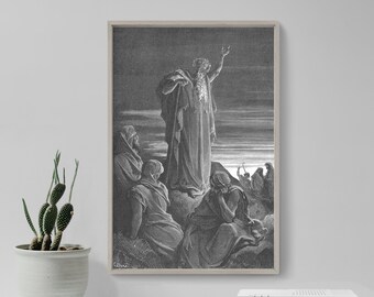 1800年代 ギュスターヴ・ドレ作 神曲 木版画「堕天使」サイン入り 特注