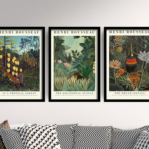 Set of Three Henri Rousseau Prints - 3 Botanical Paintings - Photo Poster Wall Art Gift Giclée Museum Quality Illustration The Dream Plants