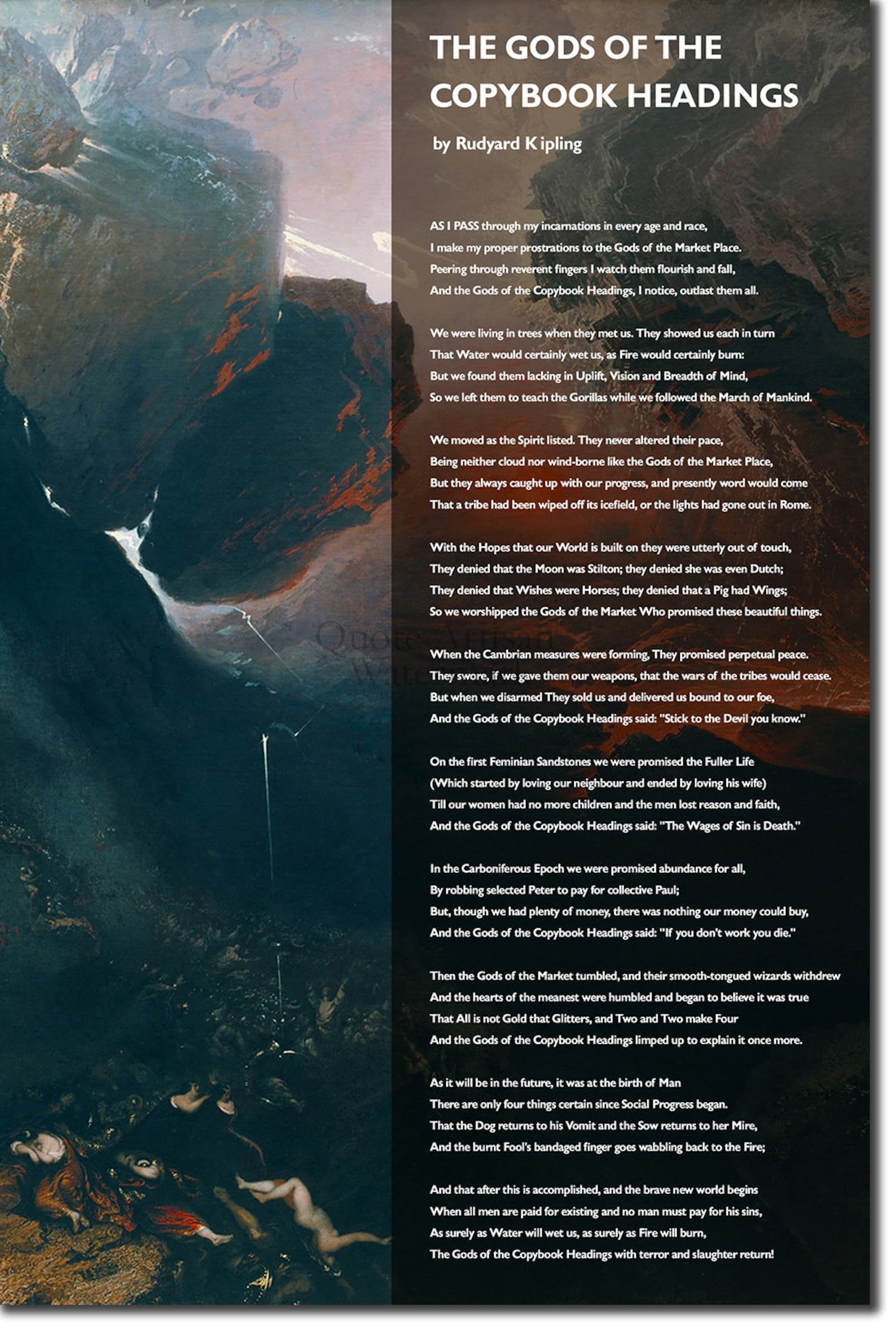 The Gods of the Copybook Headings Poem by Rudyard Kipling Heaven / Hell