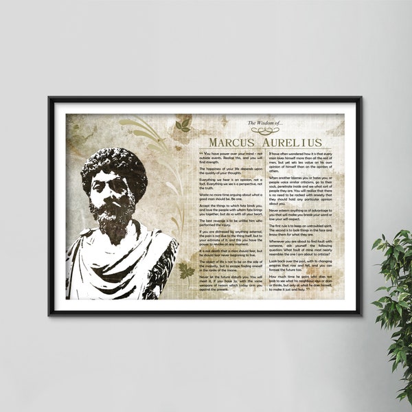 The Wisdom of Marcus Aurelius - Original Art Print Featuring His Greatest Quotes - Photo Poster Gift Stoic Stoicism Meditations