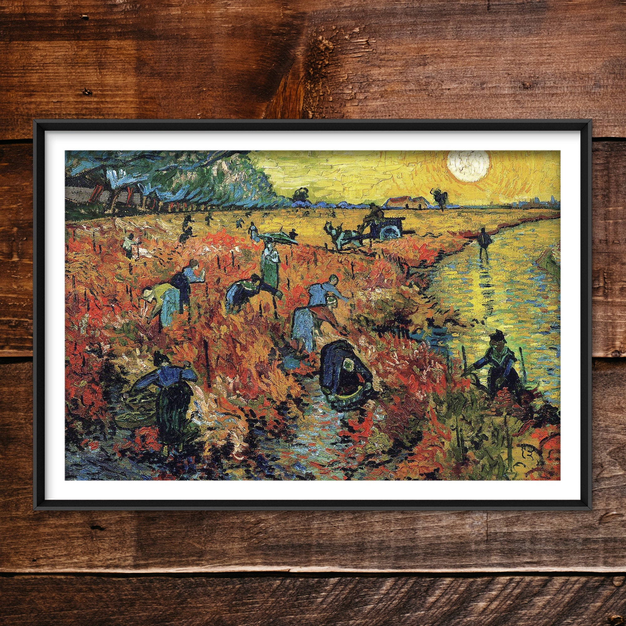 ヴィンセント・ヴァン・ゴッホ、山間の穀物畑と木、画集画、新品額装付 世界の名画 ゴッホ 黄色い麦畑と糸杉 ジクレーキャンバス複製画