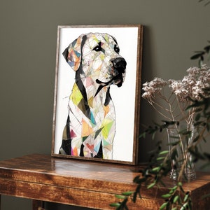 Painting of A Labrador Retriever Covered in Colorful Pieces of Paper 4 - Art Print Poster Painting - Giclee Home Wall Décor