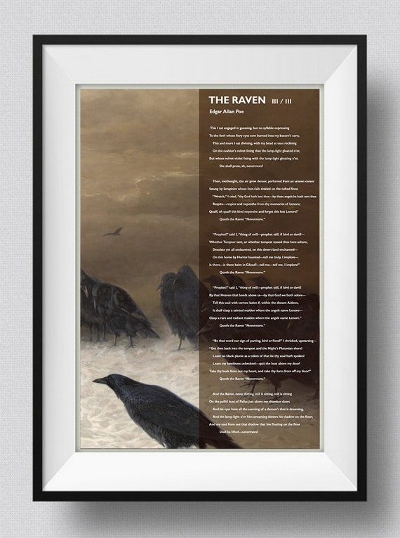 - Edgar Allan Poe Poem The Raven 3 of 3 Art Print Poster Photo Gift Allen