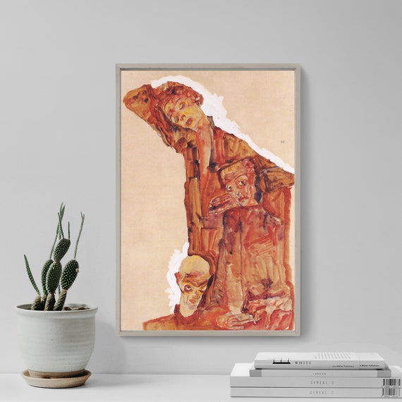 Egon Schiele - Triple Self-Expression (1911) - Classic Painting Photo Poster Print Art Gift Wall Home Decor