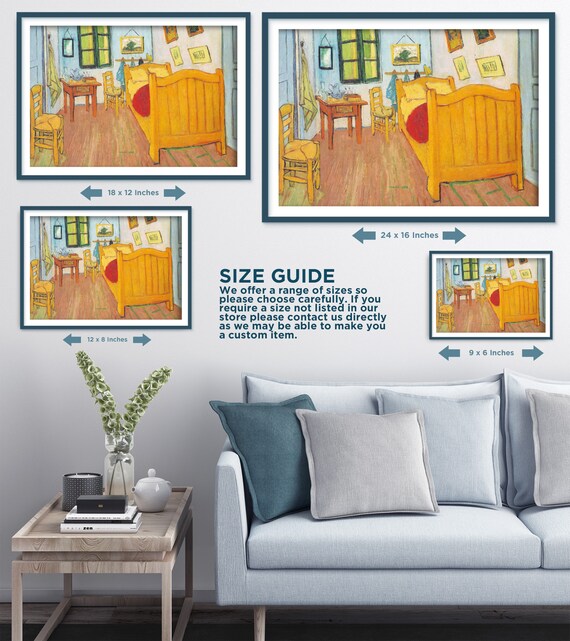 Vincent Van Gogh Bedroom In Arles 1888 Art Print Painting Poster Gift Photo Quote Wall Home Decor Bed Chairs Blue Wall Interior