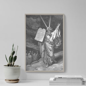 Gustave Dore - Moses Comes Down from Mount Sinai (1866) - Drawing Photo Poster Print Art Gift Home Museum Gallery Giclee Bible