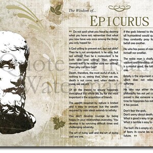 The Wisdom of Epicurus - Original Art Print Featuring His Greatest Quotes - Photo Poster Gift Poet Philosophy Greek Philosopher image 3