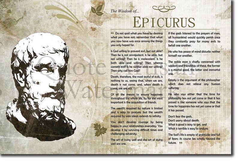 The Wisdom of Epicurus - Original Art Print Featuring His Greatest Quotes - Photo Poster Gift Poet Philosophy Greek Philosopher image 3