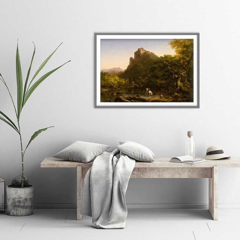 Thomas Cole - The Mountain Ford (1846) - Classic Painting Photo Poster Print Art Gift Wall Art Home Decor - Horse in River image 3
