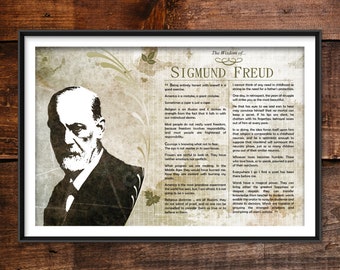 Sigmund Freud Greatest Quotes - Original Art Print Featuring His Deepest Wisdom - Beautiful Glossy Photo Poster Gift Psychoanalysis