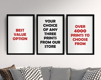 Your Choice of Any Three Art Prints From Our Store - Paintings, Photo, Poster, Wall Art, Gift, Giclée, Museum Quality, Best Value Option