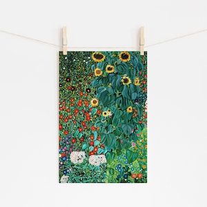 Gustav Klimt - Farm Garden with Sunflowers (1906) - Reproduction of a Classic Painting - Photo Poster Print Art Gift #PEGS