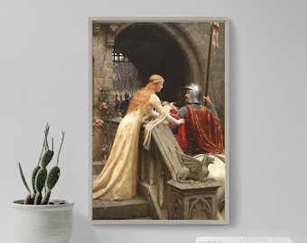 Edmund Leighton - God Speed (1900) - Classic Painting Photo Poster Print Art Gift Home Wall Decor - Edward Man Going to War Says Goodbye