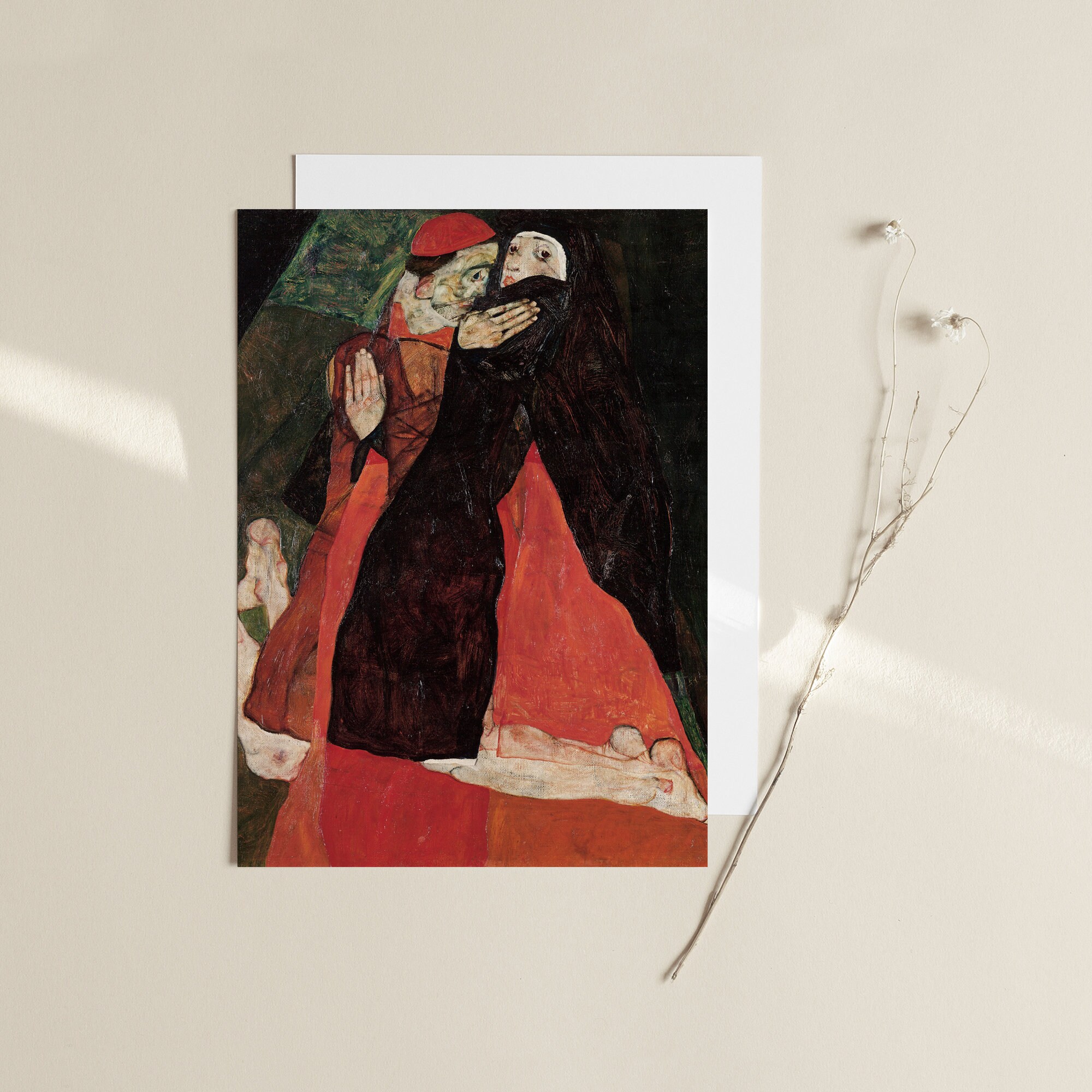 エゴン・シーレ - 枢機卿と修道女の愛撫（1912年） - クラシック絵画