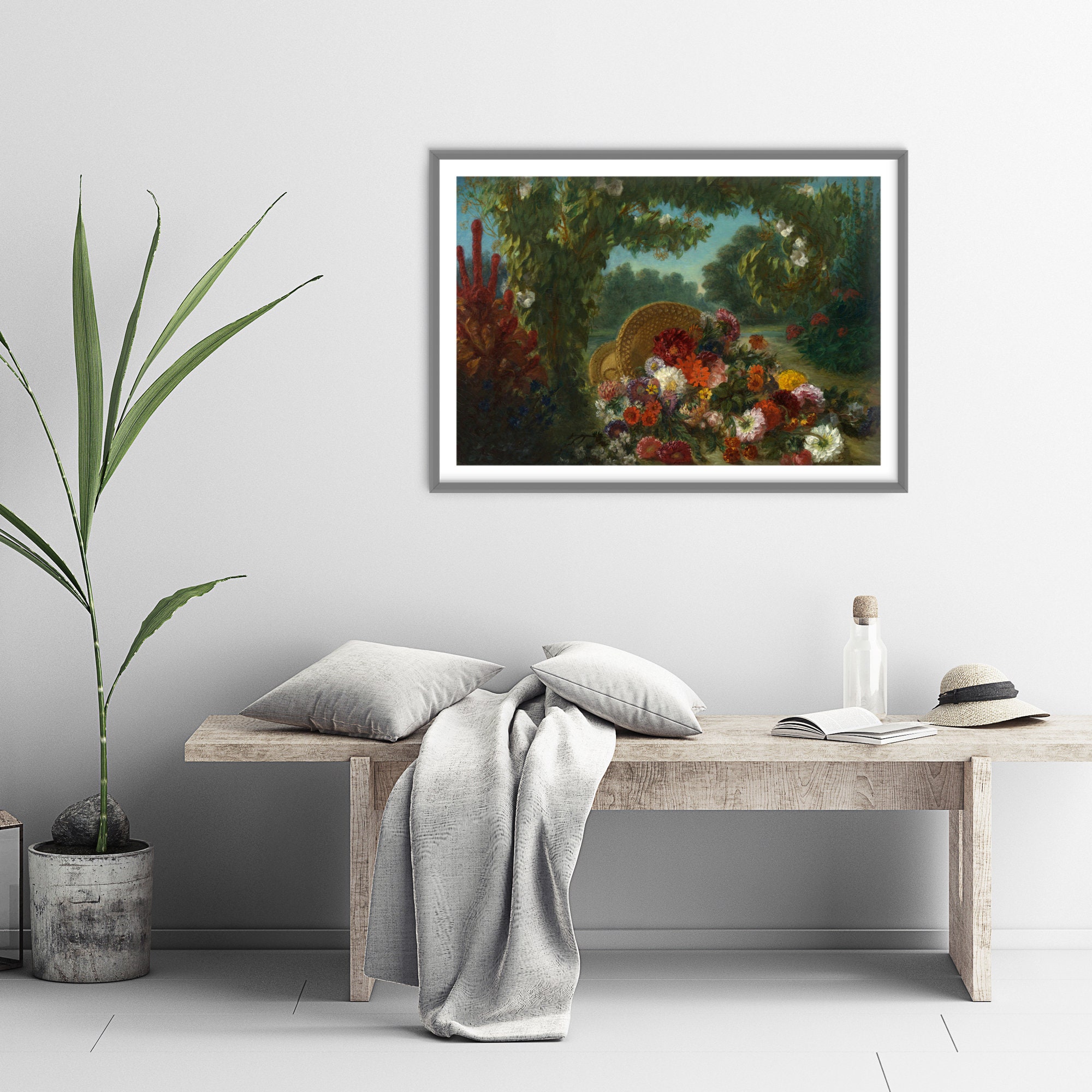 Eugene Delacroix Basket of Flowers 1849 Classic Painting Etsy