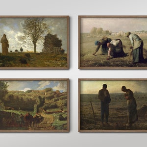 Set of Four Jean-Francois Millet Prints - 4 Classic Paintings - Photo Poster Wall Art Gift Giclée Museum Quality - The Angelus, The Gleaners
