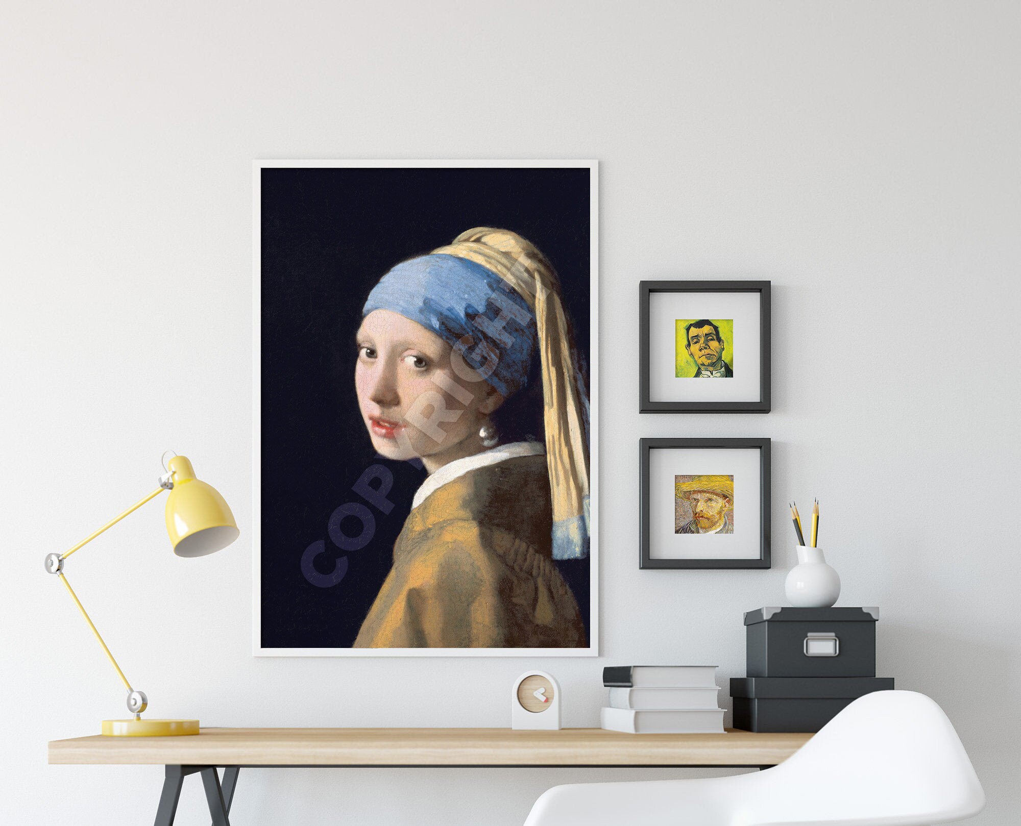 Johannes Vermeer Das Mädchen Kunst mit Home Klassische Geschenk Perlenohrring Decor Wall Ohrring Schal 1665 Druck Poster dem Foto Malerei