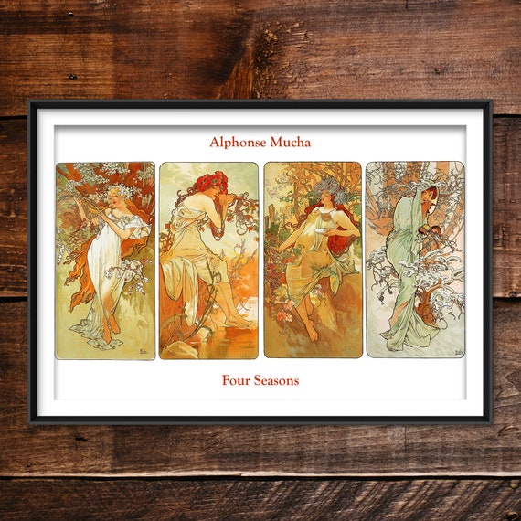 Alphonse Mucha - Four Seasons (1897) - Classic Painting Photo