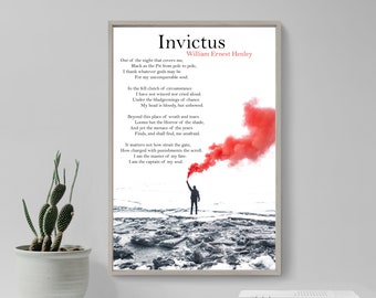 William Ernest Henley Poem - Invictus - The Flare - Poster Original Art Print Photo Wall Home Decor - I am the Captain of my Soul