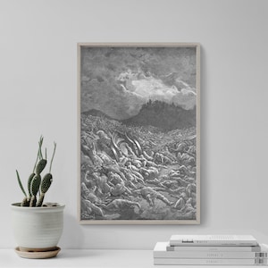 Gustave Dore - The Ammonite and Moabite Armies are Destroyed (1866) - Drawing Photo Poster Print Art Gift Home Museum Gallery Giclee Bible
