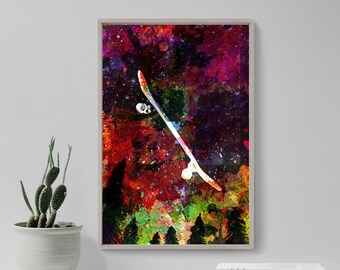 Skateboard Original Art Print - COLOURBURST - Beautiful Photo Poster Gift Wall Decor - Skateboarding Extreme Sports Skater Wheels