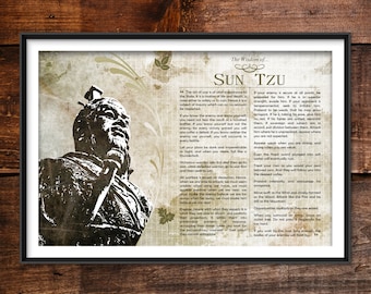 Sun Tzu Greatest Quotes - Original Art Print Featuring His Deepest Wisdom - Beautiful Glossy Photo Poster Gift The Art of War Philosophy