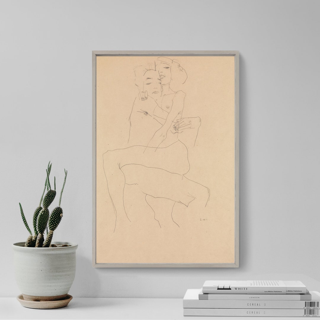Egon Schiele Poster 'Die Umarmung' – 80x60 Cm | Kunstdruck Auf Hochwertigem Papier