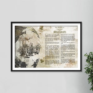 The Wisdom of The Bhagavad Gita - Original Art Print Featuring Its Greatest Quotes Photo Poster Gift - Hinduism Hindu Spiritual Text